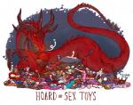ambiguous_gender anal_beads bad_dragon buttplug cat_o'_nine_tails dildo dragon english_text feral flogger heart_symbol hoard horn iguanamouth looking_at_viewer mythological_creature mythological_scalie mythology penetrable_sex_toy plug_(sex_toy) red_body red_scales scales scalie sex_toy sex_toy_background simple_background solo spurs tail text whip