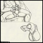 animal_genitalia animal_penis anthro balls canine_genitalia canine_penis erection flaccid genitals licking male masturbation penetrable_sex_toy penis sex_toy sheath sheath_play solo spread_legs spreading tongue tongue_in_sheath tongue_out garo_(artist) kinktober canid canine canis mammal wolf 1:1 2022 absurd_res hi_res monochrome multiple_images