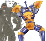 anthro armor balls big_bulge big_muscles blue_body blush bulge clothing detailed_bulge gauntlets genitals gloves hands_behind_head handwear headgear helmet horn horned_helmet humanoid_genitalia humanoid_penis male muscular muscular_anthro muscular_male pecs penile penis simple_background solo spandex tight_clothing undressing vein veiny_penis tugfx8 bandai_namco digimon arthropod beetle beetlemon digimon_(species) insect mammal 2023 colored digital_drawing_(artwork) digital_media_(artwork) hi_res