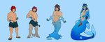 animal_genitalia blue_body blue_fins blue_hair blue_scales bottomwear bracelet cloaca clothing ejaculation electronics genitals gills goo_transformation hair holding_object holding_phone intersex jewelry long_hair magic male maleherm mermaid_tail mermaidification monster_girl_(genre) nipples nude penis phone red_hair scales short_hair shorts solo split_form transformation transformation_sequence puppetmaster13uwu monster_girl_encyclopedia human humanoid mammal marine merfolk hi_res