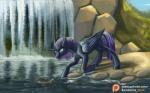 16:10 equid equine fan_character fish hair hasbro horn horse kirillk mammal marine my_little_pony mythological_creature mythological_equine mythology nature nyx_(mlp) past_sins_(fanfic) pony purple_hair solo text url water waterfall wet widescreen winged_unicorn wings