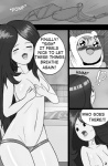 adventure_time areola blush bra breasts cartoon_network clothed clothing comic cubby_chambers dialogue english_text exclamation_point female finn_the_human greyscale hair hi_res human humanoid long_hair male mammal marceline_abadeer monochrome panties question_mark text topless underwear undressing vampire