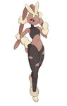 anthro breasts brown_body dark_sclera female front_view hand_on_hip long_ears medium_breasts mouth_closed narrowed_eyes simple_background slim small_breasts smile smirk solo standing white_background abyss_creature_(artist) nintendo pokemon generation_6_pokemon mega_evolution mega_lopunny pokemon_(species) 2024 absurd_res digital_drawing_(artwork) digital_media_(artwork) full-length_portrait hi_res portrait