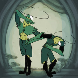 2_fingers 4_fingers abs anthro bottomwear clothing clover_(plant) duo fingers gloves handwear male male/male muscular plant shorts white_eyes yellow_body detrefle13 green_prince_(hollow_knight:_silksong) arthropod humanoid 1:1 hi_res