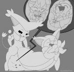 anthro cock_vore female female_prey genitals group living_insertion male male/female male/male male_pred male_prey multiple_prey penile penis semi-anthro vore smushpretzel nintendo pokemon delcatty espurr generation_3_pokemon generation_6_pokemon meowstic pokemon_(species) skitty hi_res monochrome