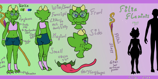anthro blue_eyes claws clothing eyelashes eyewear female footwear freckled_face freckled_legs freckled_shoulders freckles glasses green_body long_eyelashes long_tongue pink_claws scale_freckles scales short_tail solo tail text toeless_footwear tongue filiaflaminis filia_viridiana_flaminis vault_boy kobold scalie absurd_res artist_name character_name digital_drawing_(artwork) digital_media_(artwork) english_text hi_res model_sheet signature watermark widescreen