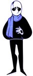 5_fingers black_clothing black_legs black_shirt black_topwear blue_neckwear bone clothing earless fingers glitch glowing glowing_eyes hand_behind_back legwear long_underwear looking_at_viewer male noseless not_furry pointy_feet pupils sad scarf shirt skeleton solo star_pattern sweater tights topwear white_body white_pupils epilepsy_warning the-dunkle undertale undertale_(series) gaster animated_skeleton undead 2016 animated digital_media_(artwork) full-length_portrait portrait