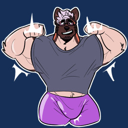 anthro arm_tuft beard big_muscles black_eyebrows bottomwear brown_beard brown_body brown_ears brown_facial_hair brown_fur bulge bulge_growth closed_smile clothed clothed_anthro clothed_male clothing countershading elbow_tuft eyebrows eyewear facial_hair flexing fur glasses grey_clothing grey_shirt grey_t-shirt grey_topwear growth hair huge_muscles light_smile male male_anthro mouth_closed multicolored_body multicolored_fur muscle_growth muscular open_mouth open_smile orange_body orange_fur outline pink_hair purple_bottomwear purple_clothing purple_shorts shirt shorts simple_background smile solo t-shirt tan_body tan_countershading tan_fur telegram_sticker topwear transparent_background tuft white_outline melaisen bau_(melaisen) akita american_akita canid canine canis domestic_dog mammal spitz 1:1 2022 alpha_channel digital_drawing_(artwork) digital_media_(artwork) portrait three-quarter_portrait