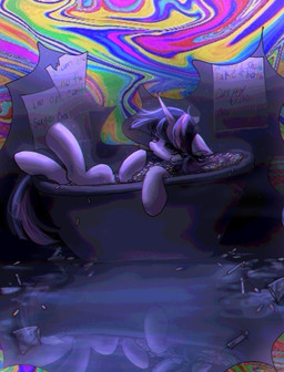 bathtub drugs eye_bags female feral horn marijuana psychedelic smoking solo substance_intoxication syringe tired petaltwinkle friendship_is_magic hasbro my_little_pony mythology twilight_sparkle_(mlp) equid equine mammal mythological_creature mythological_equine unicorn hi_res