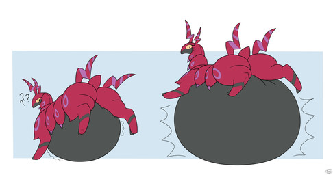 air_inflation antennae_(anatomy) belly belly_expansion big_belly big_butt black_body black_eyes blue_background bodily_fluids border butt expansion eyelashes female feral huge_belly hyper hyper_belly hyper_inflation immobile inflation looking_back looking_back_at_self lying motion_lines multicolored_body nervous on_front question_mark rear_view red_antennae red_body red_tail simple_background solo sweat sweatdrop swelling tail two_tone_body white_border yellow_sclera boxibloon nintendo pokemon arthropod generation_5_pokemon pokemon_(species) scolipede 2025 absurd_res colored digital_drawing_(artwork) digital_media_(artwork) flat_colors hi_res sequence signature