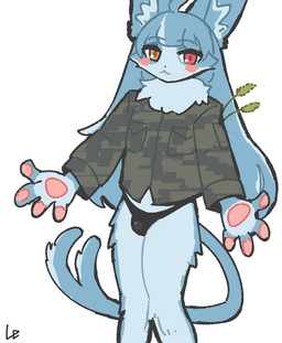 anthro black_clothing black_panties black_underwear blue_body blue_ears blue_fur blue_hair blue_inner_ear blue_tail blush bulge camo camo_clothing camo_print camo_topwear clothing fur hair heterochromia jacket long_hair looking_at_viewer male multicolored_body multicolored_fur neck_tuft panties pattern_clothing pattern_topwear pawpads pink_pawpads red_eyes simple_background solo tail topwear tuft two_tone_body two_tone_fur underwear unusual_anatomy unusual_tail white_background white_body white_fur yellow_eyes el-k japan_air_self-defense_force omaneko_(jasdf) domestic_cat felid feline felis mammal 2025 digital_media_(artwork) portrait signature three-quarter_portrait