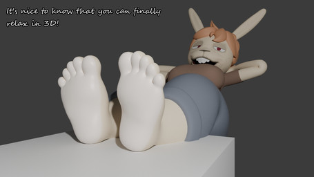 anthro barefoot dialogue feet female foot_fetish fur relaxing solo tan_body tan_fur text colonthreeguy unsavory_stash blender_(copyright) louanne_(unsavory_stash) lagomorph leporid mammal rabbit 16:9 3d_(artwork) blender_(artwork) blender_cycles_(artwork) digital_media_(artwork) english_text hi_res widescreen