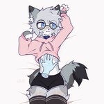 animated anthro bell bell_collar belly_rub black_clothing blue_collar blue_eyes blush bottomwear clothed clothing collar crop_top cropped_hoodie crossdressing digital_media_(artwork) dipstick_ears dipstick_fingers dipstick_tail dolphin_shorts domestic_cat ear_markings egyptian_mau eyewear felid feline felis femboy footwear fur glasses grey_body hair heart_symbol hi_res hoodie hotpants leg_warmers legwear looking_at_viewer looking_away lying male mammal markings midriff multicolored_ears nixuelle on_back open_mouth pawpads paws pink_clothing pink_hoodie pink_nose pink_topwear s0kz0 shirt shorts shy simple_background smile socks solo tail tail_markings tail_motion tailwag teeth thigh_high_stockings thigh_highs thigh_socks topwear ych_(character)