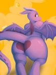 anthro butt female genitals horn membrane_(anatomy) membranous_wings nude presenting presenting_hindquarters pussy red_eyes solo tail wings badenov mythology dragon mythological_creature mythological_scalie scalie 2016 absurd_res hi_res