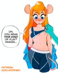 abs absurd_res animal_humanoid anthro athletic athletic_anthro athletic_female big_ears blue_clothing blue_eyes blush bottomwear camel_toe cammy_white capcom chip_'n_dale_rescue_rangers clothed clothing clothing_lift colored comic crossover dialogue digital_drawing_(artwork) digital_media_(artwork) disney english_text female gadget_hackwrench gvellav hair hi_res humanoid mammal mammal_humanoid mouse mouse_ears mouse_humanoid mouse_tail murid murid_humanoid murine murine_humanoid navel nipple_outline open_mouth partially_clothed pattern_clothing red_hair rodent rodent_humanoid roleplay shirt shirt_lift signature simple_background solo street_fighter striped_clothing stripes suggestive_dialogue tail text topwear undressing undressing_partner widget_techscrew