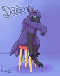 arm_feathers arm_on_knee avian_feet barely_visible_breasts beak black_beak breasts eyelashes feathers feet female foot_on_chair furniture looking_at_viewer non-mammal_breasts nude purple_body purple_feathers scuted_legs scutes simple_background solo stool tail tail_feathers talons thick_thighs toes daison_the_fox dreamworks the_bad_guys doom_(the_bad_guys) avian bird corvid corvus_(genus) oscine passerine raven 4:5 hi_res