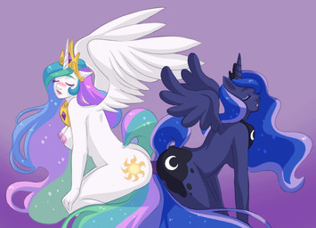 ambiguous_penetration anthro anus ass_to_ass big_breasts black_body black_fur blue_hair breasts crown cutie_mark dildo double_dildo duo eyes_closed eyeshadow feathered_wings feathers female fur green_hair hair half-closed_eyes headgear horn makeup narrowed_eyes nipples one_eye_closed open_mouth penetration princess purple_hair royalty sex_toy shy tongue tongue_out white_body white_fur wings dulchebon friendship_is_magic hasbro my_little_pony mythology princess_celestia_(mlp) princess_luna_(mlp) equid equine mammal mythological_creature mythological_equine winged_unicorn animated incest_(lore) sibling_(lore) sister_(lore) sisters_(lore)