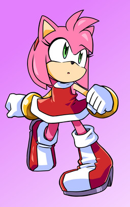 adolescent anthro boots bracelet clothed clothing dress female footwear gloves gradient_background hair handwear jewelry on_model purple_background running shoes short_hair simple_background young randomguy999 sega sonic_the_hedgehog_(series) amy_rose eulipotyphlan hedgehog mammal absurd_res hi_res