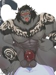 abs anal anal_penetration anthro arm_stripes aroused balls barazoku black_hair blush blushing_profusely bodily_fluids chest_stripes claws cum duo erection fur genital_fluids genitals glans grey_body grey_fur hair leaking_cum male male/male muscular muscular_anthro muscular_male nipple_fetish nipple_pinch nipple_play nipples pecs penetration penile penile_penetration penis penis_in_ass pinch precum striped_body striped_fur stripes tongue tongue_out yellow_eyes lazy_tiggy final_fantasy final_fantasy_xiv square_enix felid feline hrothgar lion mammal pantherine hi_res