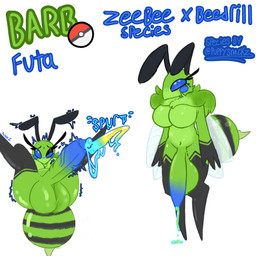 antennae_(anatomy) anthro back_wings balls big_balls big_breasts big_penis bodily_fluids breasts colored_cum cum cum_drip cumming_at_viewer dripping ejaculation erection eyelashes folded_wings foreskin genital_fluids genitals gynomorph half-closed_eyes hands-free heavy_balls huge_penis humanoid_genitalia humanoid_penis intersex looking_at_viewer markings narrowed_eyes neck_tuft penis precum precum_drip solo star star_(marking) thick_eyelashes tuft unusual_bodily_fluids unusual_cum unusual_genital_fluids vein veiny_penis wings poisonedcherry_(artist) nintendo pokemon barb_(poisonedcherry) arthropod bee beedrill generation_1_pokemon hymenopteran insect pokemon_(species) zeebeez_(puppysnackz) 1:1 absurd_res hi_res