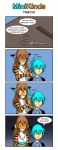 anthro blue_hair brown_hair chest_tuft countershading duo female fur hair haircut male orange_body orange_fur tuft white_body white_fur conditional_dnp tom_fischbach minikinds twokinds flora_(twokinds) trace_legacy felid human keidran mammal pantherine tiger colored comic