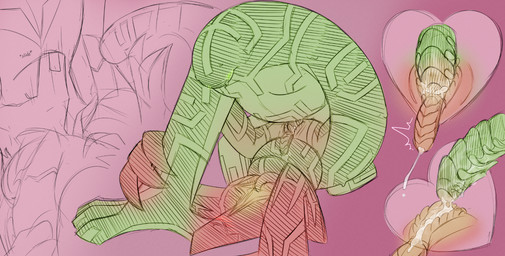 1_eye 4_fingers anvil_position big_hands blush blush_lines bodily_fluids circuit_markings claws close-up cum cum_inside cumshot duo ejaculation fingers from_front_position genital_fluids intersex intersex/male legs_up long_arms male maleherm maleherm/male markings not_furry orgasm overweight overweight_male penetration penile penile_penetration penis_in_vagina plated_penis sex simple_background tentacle_arms unusual_anatomy vaginal vaginal_penetration strawberryoverlord ben_10 cartoon_network aether_(strawberryoverlord) fan_character malware_(ben_10) alien galvanic_mechamorph sketch sketch_page