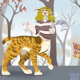 4_toes 5_fingers blonde_hair blue_eyes claws clothed clothed_female clothed_taur clothing countershade_torso countershading feet female finger_claws fingers fur hair handpaw open_mouth open_smile paws short_tail smile solo standing tail teeth toes tongue monstercheetah shorttail chakat felid felid_taur feline feline_taur lynx lynx_taur mammal mammal_taur taur 1:1 2025 digital_drawing_(artwork) digital_media_(artwork) hi_res herm_(lore)
