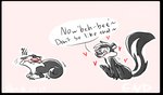 accent blush dialogue duo heart_symbol male male/male text unknown_artist looney_tunes warner_brothers pepe_le_pew sylvester_(looney_tunes) domestic_cat felid feline felis mammal mephitid skunk english_text