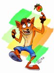 anthro bottomwear clothing crash gloves handwear male shorts solo juneduck21 activision crash_bandicoot_(series) crash_bandicoot bandicoot mammal marsupial hi_res