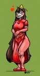 anthro asian_clothing breasts brown_hair chinese_clothing chinese_dress clothing dress east_asian_clothing eyewear fangs female glasses hair heart_symbol long_hair non-mammal_breasts pink_body pose solo teeth white_body yourfavoritelemonade xingzuo_temple gu_(diives) reptile scalie snake 2021 digital_media_(artwork) hi_res