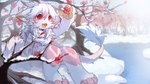 4_fingers 4_toes anthro biped blossoms chest_tuft claws creek dragon_tail feet female fingers flower fluffy fluffy_tail forest forest_background fur kemono looking_up multicolored_body multicolored_fur nature nature_background neck_tuft open_mouth open_smile outside pawpads paws pink_body pink_fur plant plum_blossom prunus_(flower) red_eyes river sitting sitting_on_snow smile snow solo tail toes tree tuft two_tone_body two_tone_fur white_body white_fur winter hlg7777 mythology dragon furred_dragon furred_scalie mythological_creature mythological_scalie scalie 16:9 2025 digital_drawing_(artwork) digital_media_(artwork) hi_res shaded wallpaper widescreen