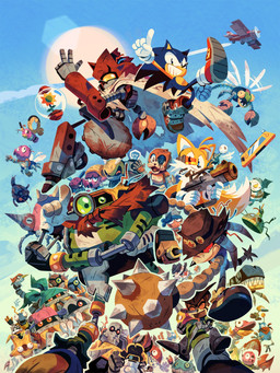 aircraft airplane ambiguous_gender anthro blue_eyes cape claws clothing cloud cogwheel flower footwear gloves green_eyes group gun handwear hat headgear headwear holding_gun holding_object holding_ranged_weapon holding_weapon jumping kerchief looking_at_viewer machine male membrane_(anatomy) membranous_wings neckerchief neckwear open_mouth outside plant ranged_weapon ribbons sharp_teeth shoes smile sun tail teeth top_hat vehicle weapon white_clothing white_gloves white_handwear wings wire nathalie_fourdraine sega sonic_the_hedgehog_(series) miles_prower sonic_the_hedgehog animatronic arthropod badnik e-series humanoid insect mammal mustelid otter robot 2023 3:4 digital_media_(artwork) hi_res