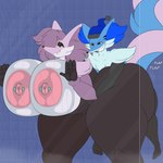 1:1 absurd_res against_surface anthro areola barbell_piercing bath bathing big_breasts big_butt black_body blue_body blue_fur braixen breasts breasts_on_glass butt canid canine coffee_demon delphox duo fan_character female fox fur generation_6_pokemon hi_res huge_breasts huge_butt karter_(thixxen) male male/female mammal nintendo nipple_barbell nipple_dip nipple_piercing nipples on_glass piercing pink_areola pink_nipples pokemon pokemon_(species) purple_body purple_fur sex showering smile sound_effects text thick_thighs zafina_(coffee_demon)
