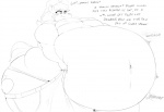 anthro anthrofied blush breasts clothed clothing cutie_mark female hair hat headgear headwear inflation morbidly_obese morbidly_obese_anthro morbidly_obese_female obese obese_anthro obese_female overweight overweight_anthro overweight_female solo text underwear sirmasterdufel friendship_is_magic hasbro my_little_pony applejack_(mlp) earth_pony equid equine horse mammal pony 2015 black_and_white english_text monochrome