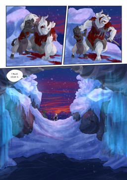 anthro axe biped blood blood_from_mouth blood_in_mouth blood_on_weapon bodily_fluids broken_horn brown_body brown_fur brown_tail clothed clothing dialogue dialogue_box eye_wound female feral fur green_body green_fur group horn male night outside scar snow snowing speech_bubble tail text weapon white_body white_fur white_tail wounded bjekkergauken mythology herja_(bjekkergauken) the_weapon_thief aurochs bovid bovine dragon furred_dragon furred_scalie mammal mythological_creature mythological_scalie recently_extinct_species scalie suid suine sus_(pig) wild_boar 2025 colored comic english_text hi_res