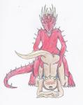 duo female horn male scales iceeat everquest everquest_2 iksar sarnak scalie hi_res traditional_media_(artwork)