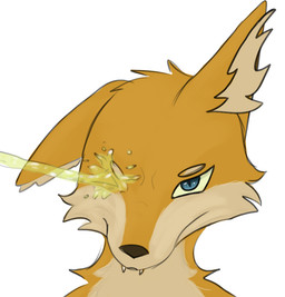 anthro blue_eyes bodily_fluids fur genital_fluids male orange_body orange_fur peeing peeing_on_another peeing_on_face simple_background solo urine urine_on_face watersports white_background canid canine fox mammal