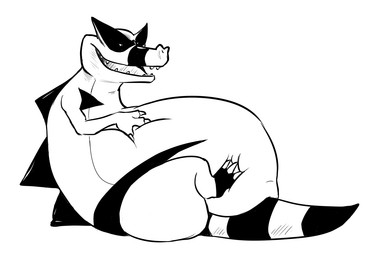 belly big_belly overweight simple_background sitting white_background saphiros nintendo pokemon generation_5_pokemon krookodile pokemon_(species) 2015 monochrome