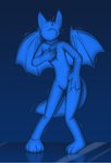 anthro featureless_crotch featureless_face male plantigrade solo standing tail wings zentai naughtycatnick mythology canid canine canis dragon mammal mythological_creature mythological_scalie scalie wolf hi_res