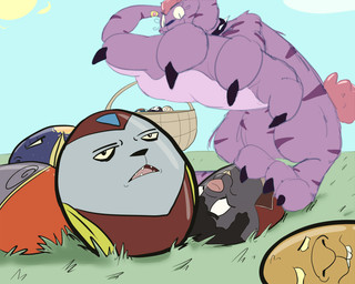 4_fingers ambiguous_gender anthro collar ear_piercing easter_egg eyelashes fingers group holidays inanimate_transformation outside piercing size_difference sky spiked_collar spikes sun transformation what why glamator_(artist) easter ambiguous_species animate_inanimate lagomorph leporid mammal rabbit 5:4