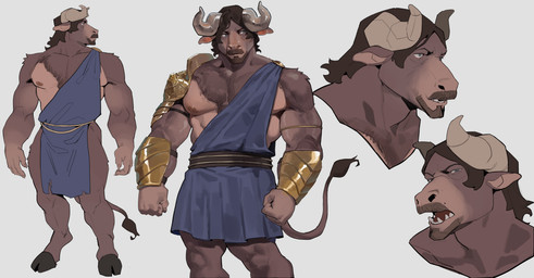 anthro armor blockage_(layout) close-up clothing exomis front_view furless_torso horn male muscular pauldron pelvic_curtain shirt solo standing three-quarter_view topwear tunic lewalrus death_stranding european_mythology greek_mythology mythology sam_porter_bridges bovid bovine humanoid mammal minotaur absurd_res hi_res