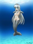 big_breasts blue_eyes blush breasts bubble dolphin_tail female fin_hands flipper_hands genitals glistening glistening_body grey_body grey_hair hair long_hair navel ocean_floor pussy smooth_skin solo split_form underwater water mikeysk animal_humanoid cetacean dolphin humanoid mammal marine marine_humanoid merfolk toothed_whale hi_res