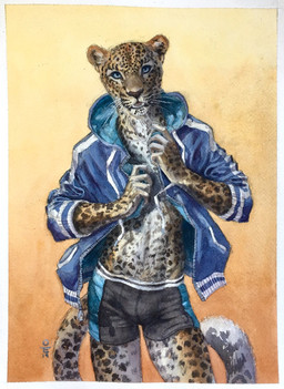 anthro athletic_wear black_clothing black_underwear blue_eyes bottomwear boxers_(clothing) bulge clothing countershading fur hoodie looking_at_viewer male shorts solo topwear underwear luikatje third-party_edit felid leopard mammal pantherine 2019 hi_res traditional_media_(artwork)