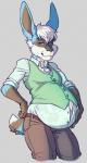 anthro belly big_belly black_body black_fur blue_body blue_eyes blue_fur bottomwear clothing fur hair hand_on_belly male pants pregnant pregnant_anthro pregnant_male shirt simple_background topwear vest white_body white_fur white_hair the-narutoshi winston_(roller-2009) lagomorph leporid mammal rabbit 2018 hi_res