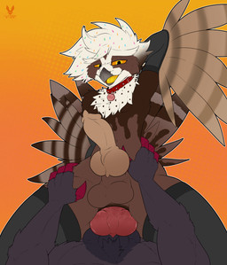 anal anal_penetration animal_genitalia animal_penis anthro anus arm_warmers armpit_fetish armpit_play armwear balls beak big_balls big_butt big_penis butt butt_grab canine_genitalia canine_penis claws clothing collar cowgirl_position duo erection feathers femboy food from_front_position genitals hand_on_butt hand_on_hip hand_on_leg hand_on_thigh legwear licking licking_lips looking_down lying male male/male muscular on_back on_bottom on_top penetration penile penile_penetration penis penis_tip sex sheath spread_butt spreading tail thigh_highs tongue tongue_out transformation cutefckngbunny nintendo pokemon ceilo_(wafflezcol) avian bird food_creature generation_5_pokemon owl pokemon_(species) pulsatrix spectacled_owl true_owl zoroark absurd_res hi_res