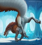 anus butt cave claws female feral genitals ice ice_cave open_mouth orange_body orange_scales presenting presenting_hindquarters pussy scales solo tail teeth tongue tongue_out lumixdragonfey_(artist) capcom monster_hunter fanged_wyvern scalie tobi-kadachi viper_tobi-kadachi hi_res