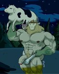 abs anthro biceps blue_sclera clothing crown duo fangs genitals headgear male mane muscular muscular_anthro muscular_male nipples pecs penis pubes teeth underwear vein veiny_penis dinojaiba22 adventure_time cartoon_network vampire_king bovid bovine cattle felid hybrid lion mammal pantherine vampire digital_media_(artwork) hi_res