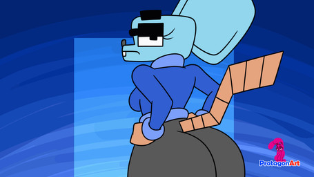 angular anthro big_butt black_eyelids blue_background blue_body blue_clothing blue_fur blue_sweater blue_topwear bottomwear butt butt_jiggle butt_slap clothing dull_eyes female fur grey_bottomwear grey_clothing grey_pants huge_butt jiggling logo pants presenting presenting_hindquarters pulling_down_pants pulling_pants_down simple_background slap slapping_own_butt slapping_self solo square_eyes sweater topwear unimpressed protagon sheepish_(series) bun_(protagon) cindy_muroid lagomorph leporid mammal mouse murid murine rabbit rodent 16:9 2026 animated artist_logo widescreen