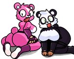 butt duo female looking_at_viewer pose simple_background white_background lewdewott epic_games fortnite cuddle_team_leader panda_team_leader bear humanoid mammal hi_res