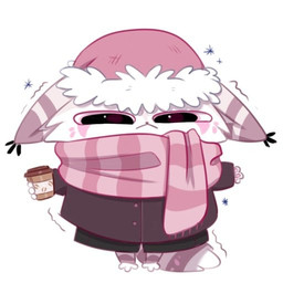 ambiguous_gender big_eyes black_bottomwear black_clothing black_pants bottomwear brown_body brown_clothing brown_fur brown_topwear chibi christmas_clothing christmas_headwear clothed clothing coffee_cup container cup feral front_view fur glistening glistening_eyes hat headgear headwear holding_coffee_cup holding_container holding_cup holding_object holidays mouth_closed narrowed_eyes pants pink_eyes pink_scarf santa_hat scarf simple_background solo standing topwear white_background white_body white_fur bloominglynx christmas yukki_kirai felid mammal 1:1 full-length_portrait portrait